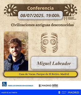 Cartel con información y fotografía del conferenciante.