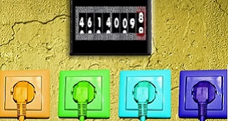 Foto enchufes y medidor el&eacute;ctrico